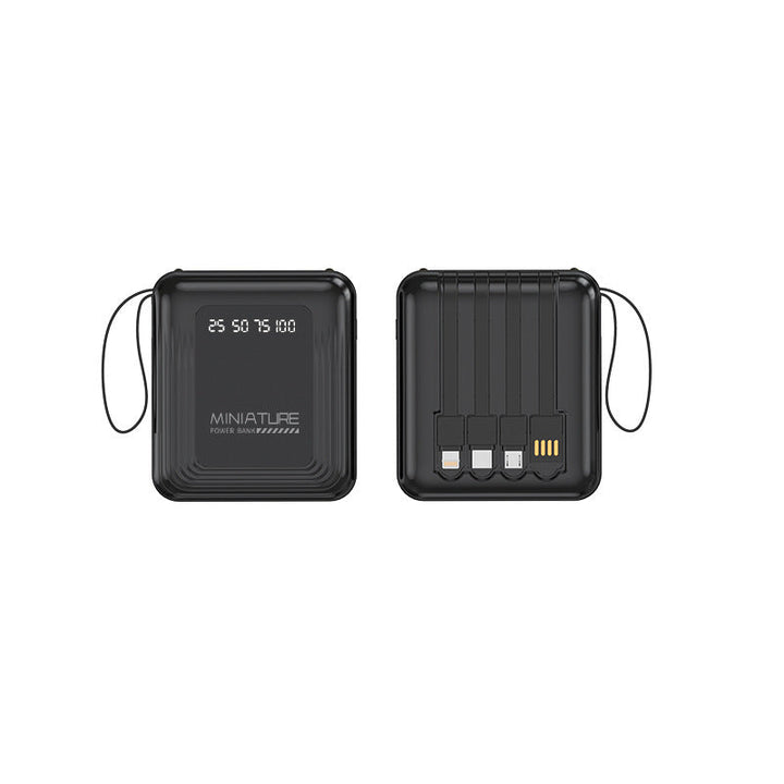 Compact power bank with integrated cable and digital charging display Kalsten