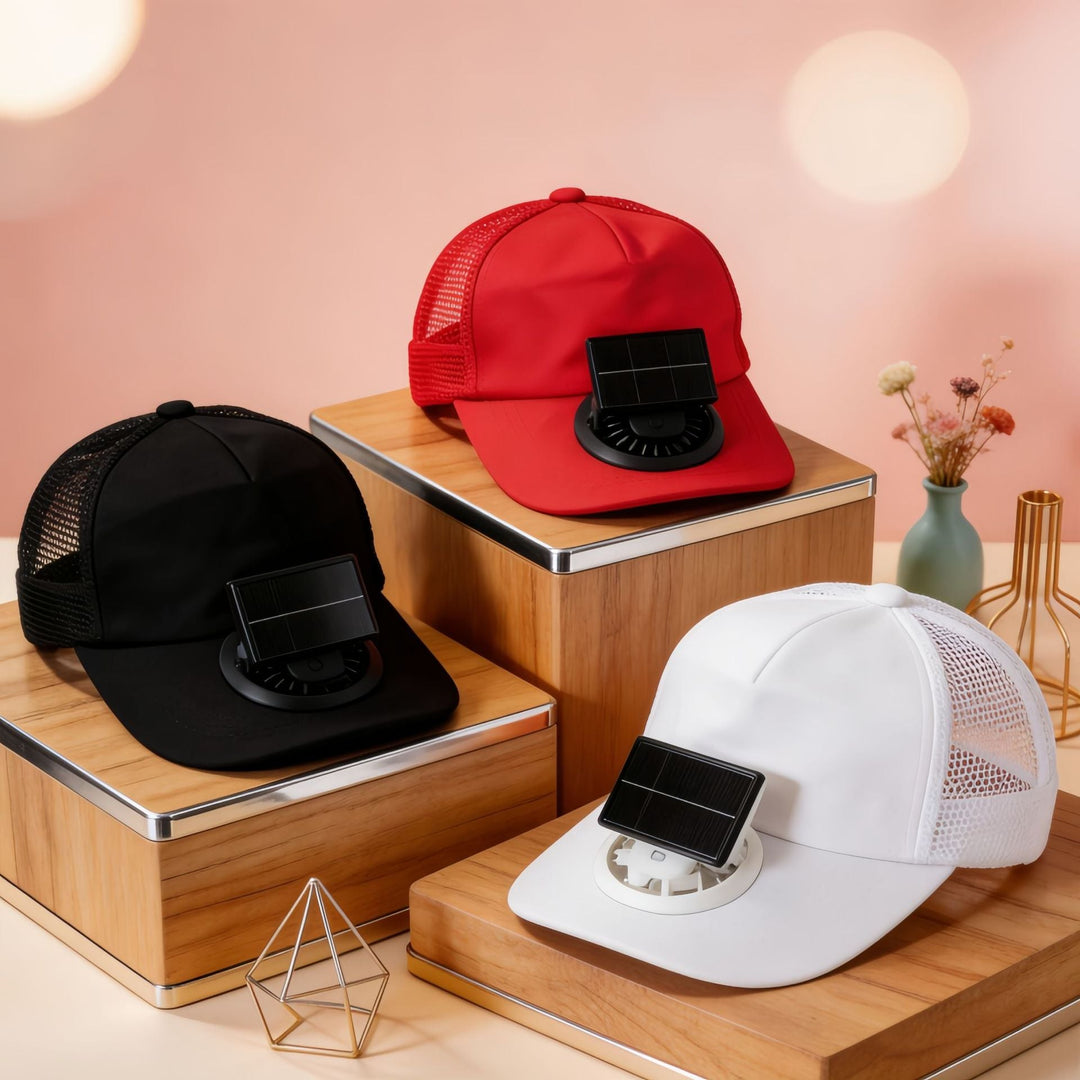Ladies cooling cap with integrated solar fan Kalsten