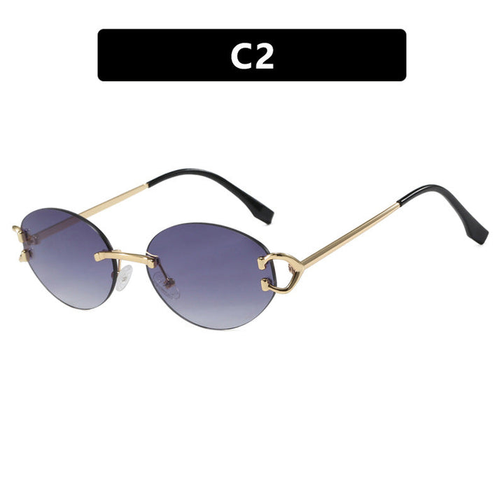 Women's elegant oval-shaped sunglasses with fashionable metal frame Kalsten