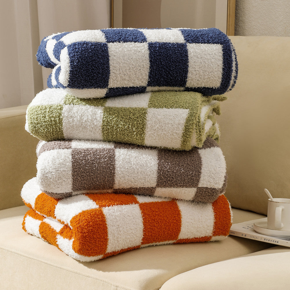 Unisex Cozy Checkerboard Fleece Blanket