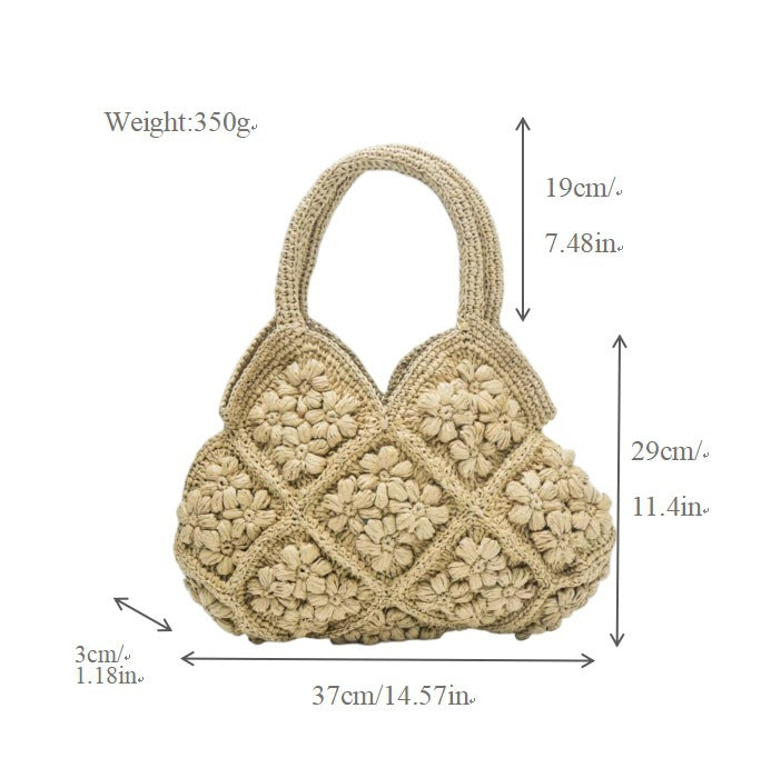 Macrame Handbag with Floral 3D Applications Kalsten