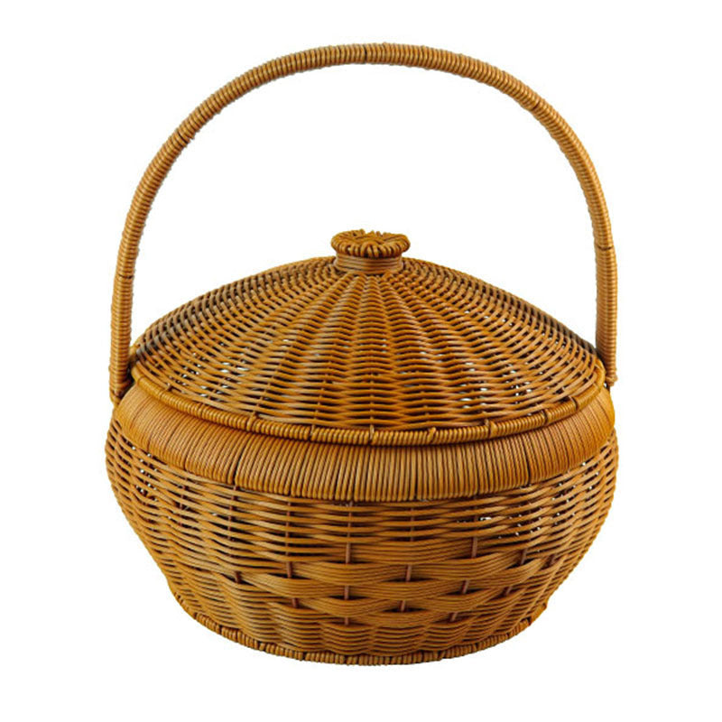 Women's Handcrafted Storage Basket with Lid and Carry Handle Kalsten