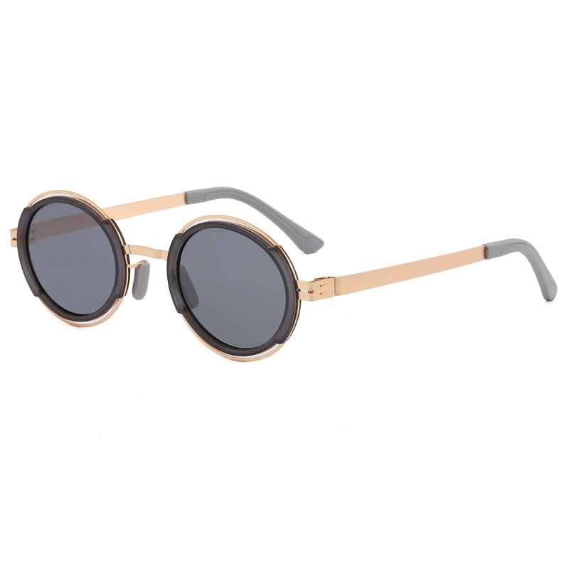Women's fashionable round sunglasses with elegant metal frame Kalsten