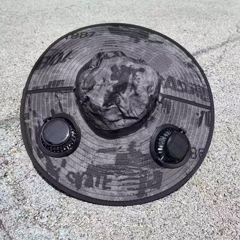 Ventilated outdoor fishing hat with two rechargeable fans, waterproof material and adjustable chin strap Kalsten