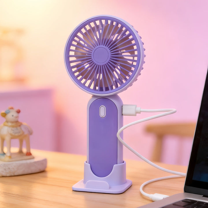 Women's Portable Handheld Fan with USB Charging Function and Ergonomic Handle Kalsten
