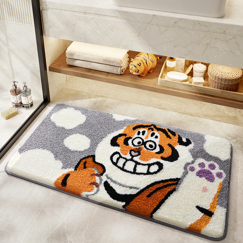 Playful Cartoon Tiger Bath Mat Kalsten