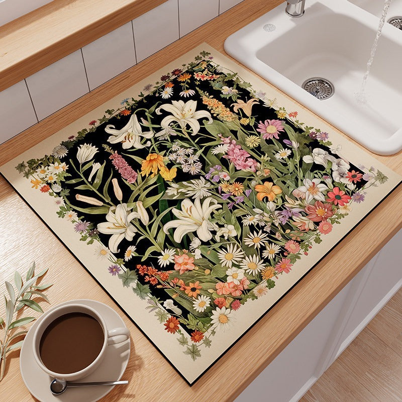 Floral-Themed Kitchen Counter Mat Acalora