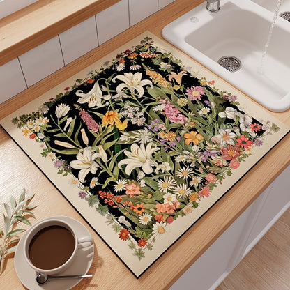 Floral-Themed Kitchen Counter Mat Acalora