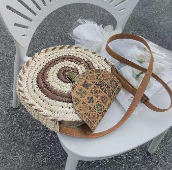 Round Bast Bag with Adjustable Leather Strap Kalsten