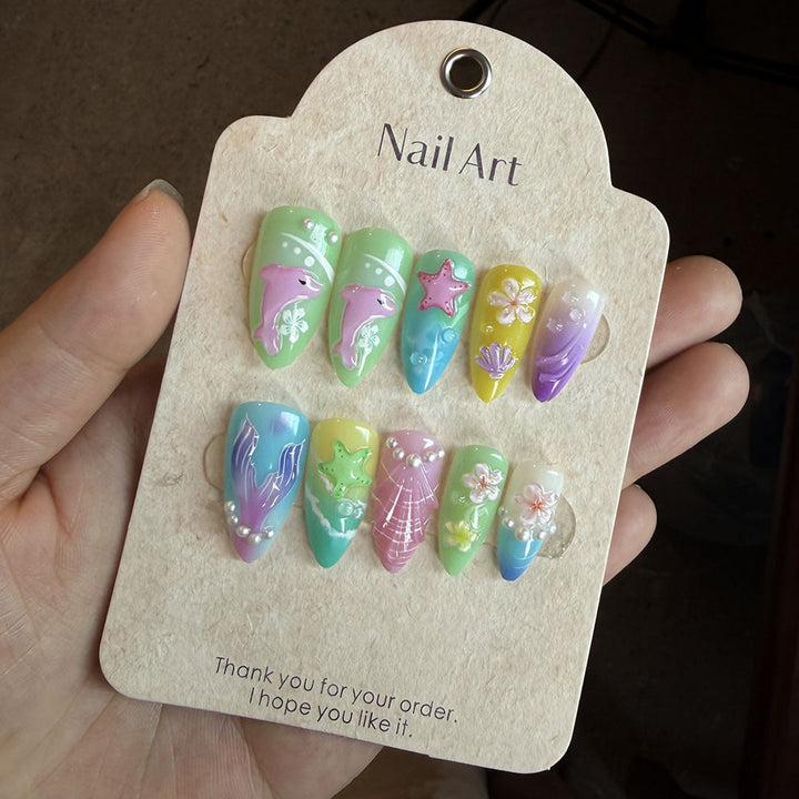 Artistic Ocean-Themed Press-On Nail Set Kalsten