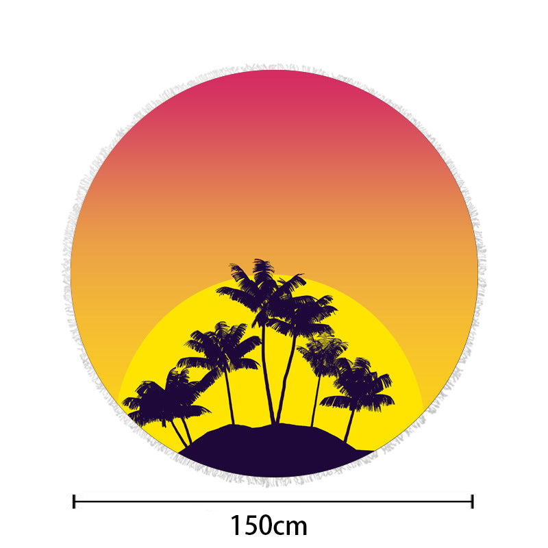 Round beach towel with vibrant tropical pattern Kalsten
