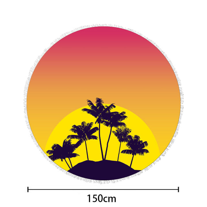 Round beach towel with vibrant tropical pattern Kalsten