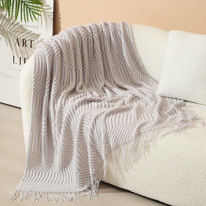 Women's stylish living room throw blanket with fringe pattern Kalsten