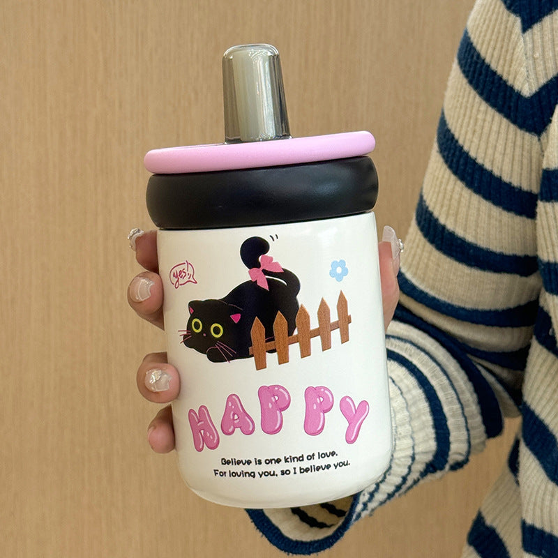 Women's water bottle with innovative silicone cap and playful design Kalsten