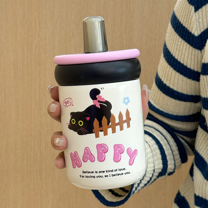 Women's water bottle with innovative silicone cap and playful design Kalsten