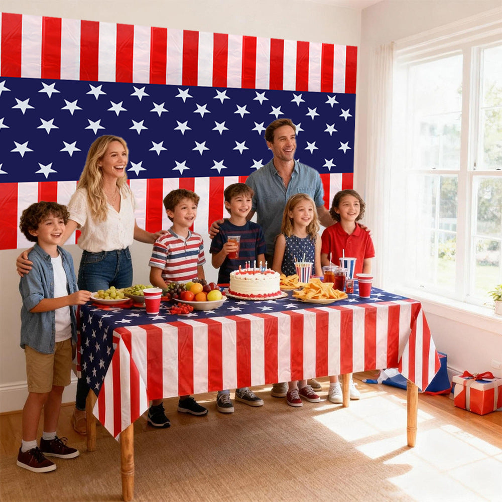 Unisex non-large waterproof party tablecloth with star stripe motif Kalsten