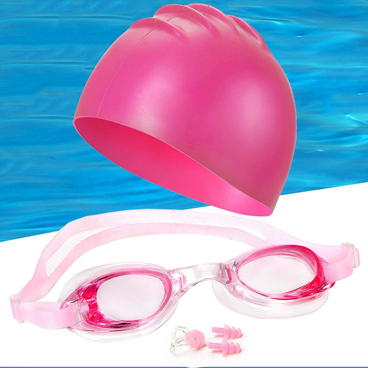 Swimming set with ergonomic swimming goggles and reliable swim cap Kalsten