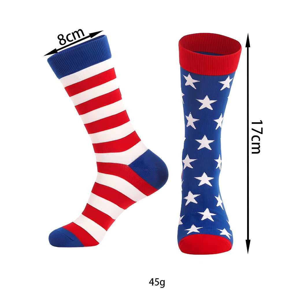 Women's over-the-knee flag pattern knitted socks with elastic cuff and reinforced foot area Kalsten