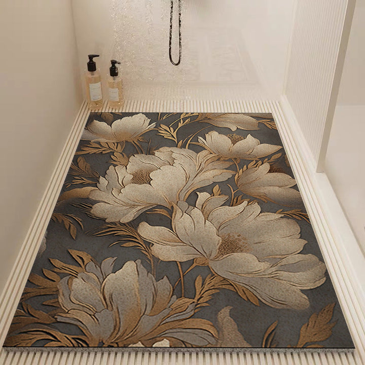 Elegant Floral Patterned Bath Mat Kalsten