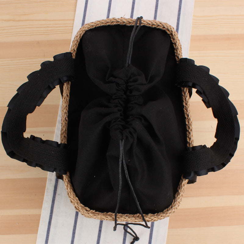Playful basket bag with elegant fabric handle Kalsten