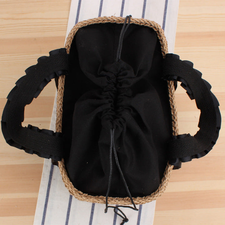 Playful basket bag with elegant fabric handle Kalsten