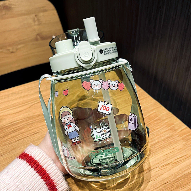 Women Glass Drinking Bottle with Secure Lid Kalsten