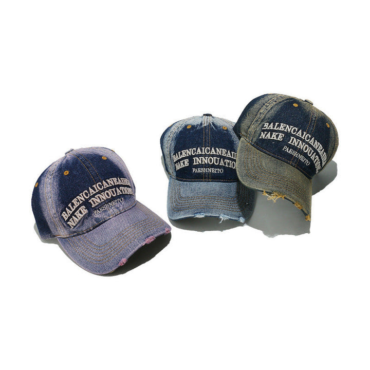 Women's Distressed Denim Graphic Baseball Cap Kalsten