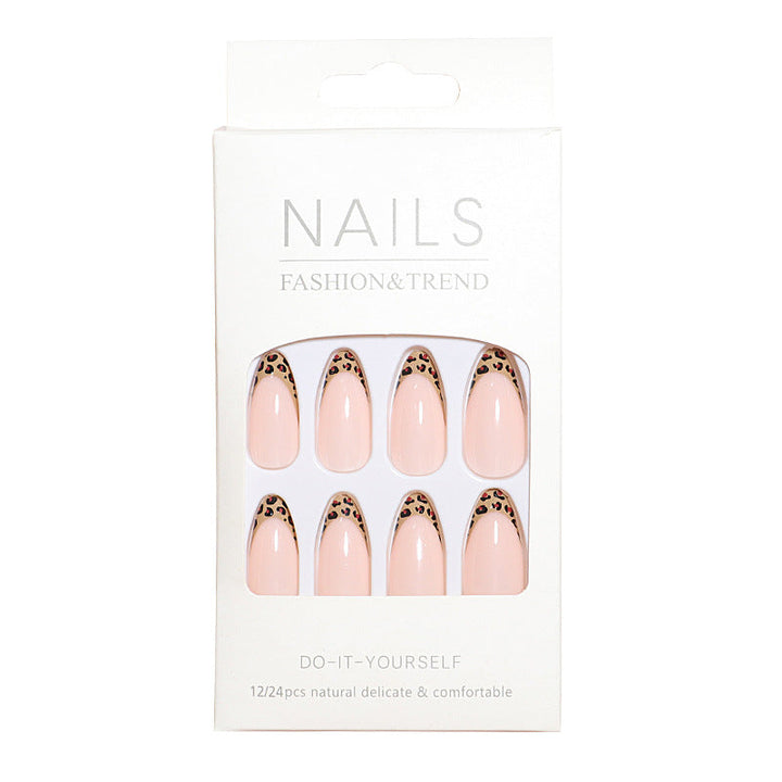 Elegant Leopard-Trimmed Press-On Nails Kalsten