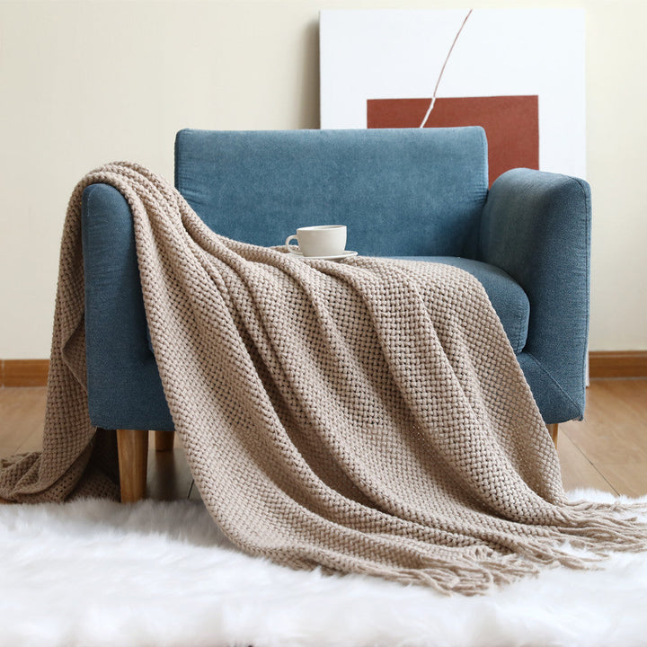 Women cozy knit blanket with decorative pattern Kalsten