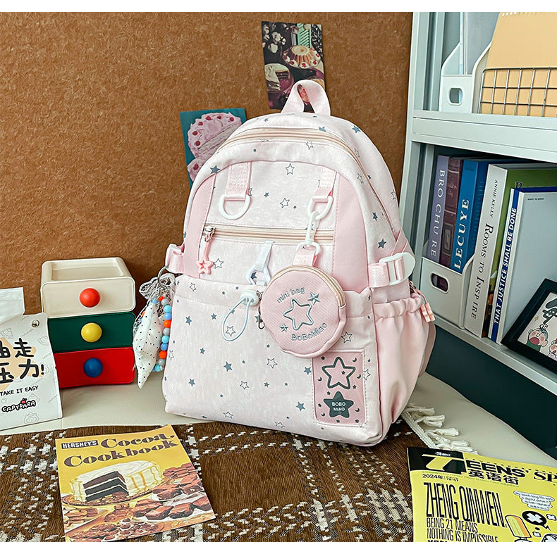 Star-Patterned School Backpack