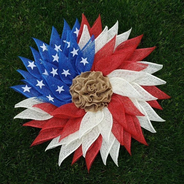 Independence Day patriotic front door wreath with Eagle Statue of Liberty and Liberty Bell accents Kalsten