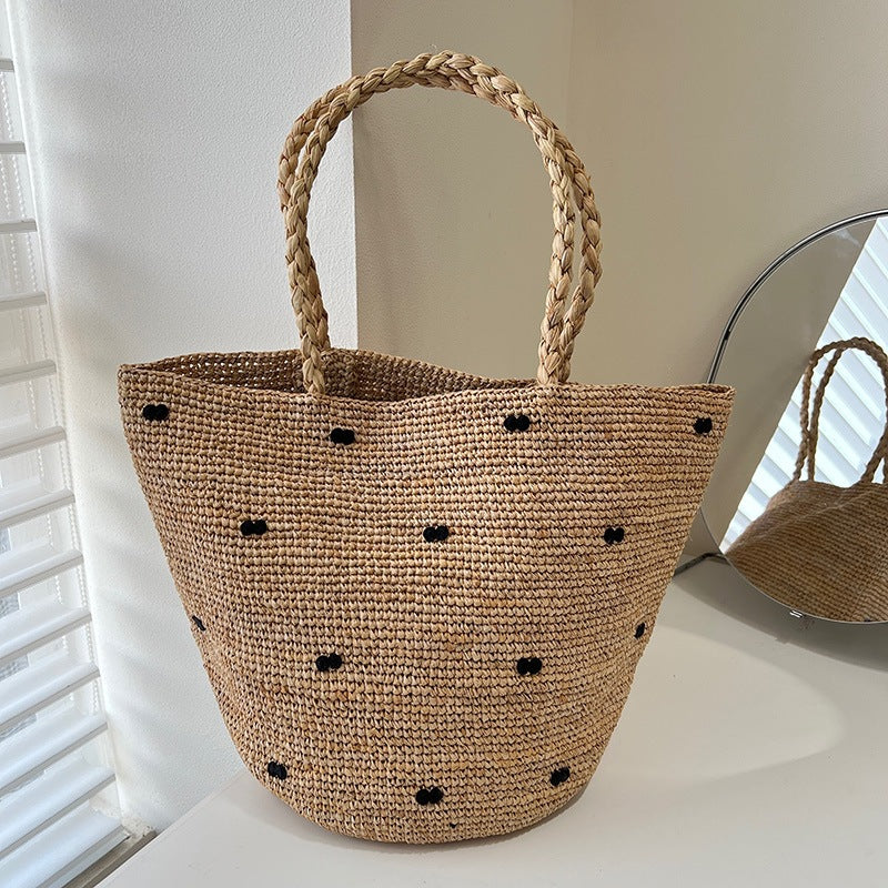 Handcrafted Leisure Bag Made of Woven Straw Kalsten