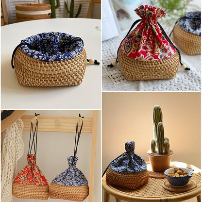Charming storage bag made of hand-woven rattan Acalora