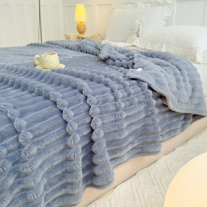 Women High-pile Cozy Blanket with Wave Pattern Kalsten