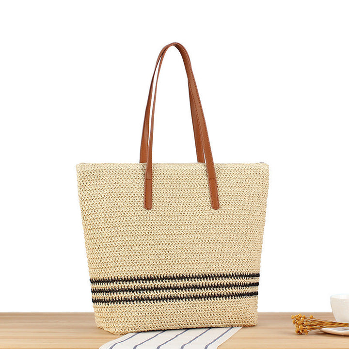 Braided beach bag with leather handles Kalsten