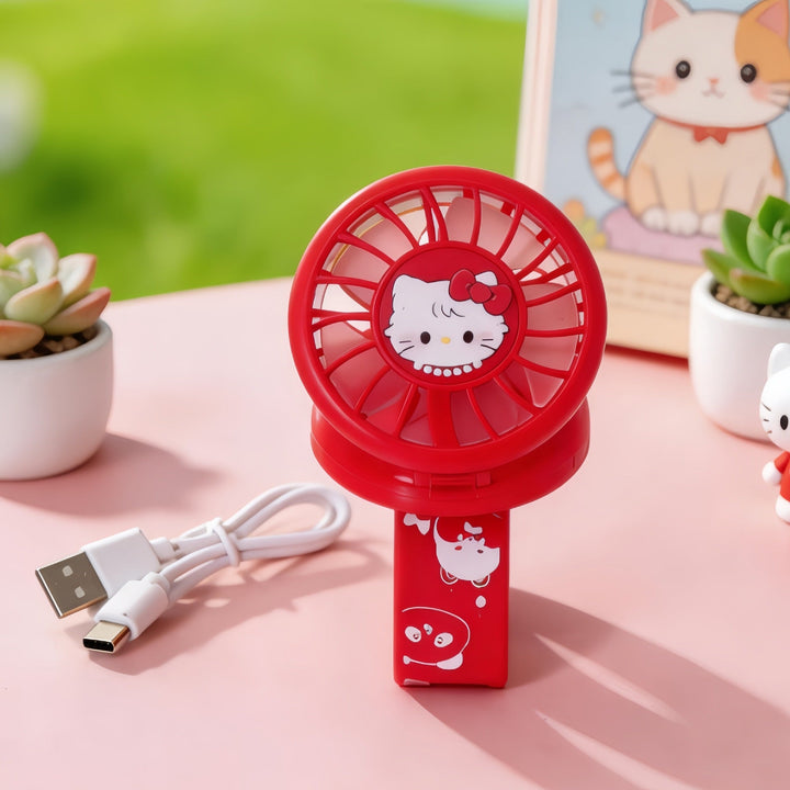 Women's Portable Hand Fan with Cute Animal Design and USB Charging Function Kalsten
