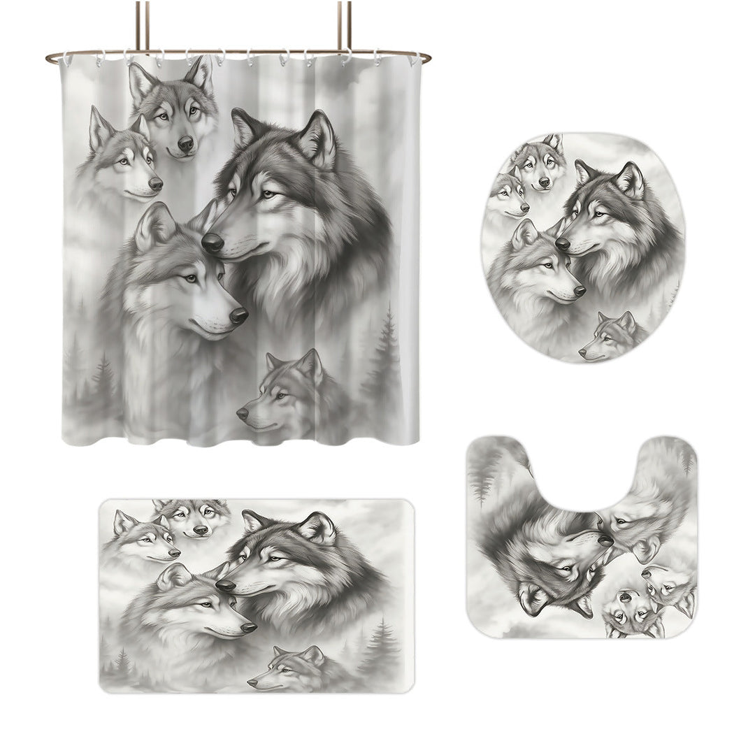High-Definition Wolf-Themed Bathroom Décor Set Kalsten