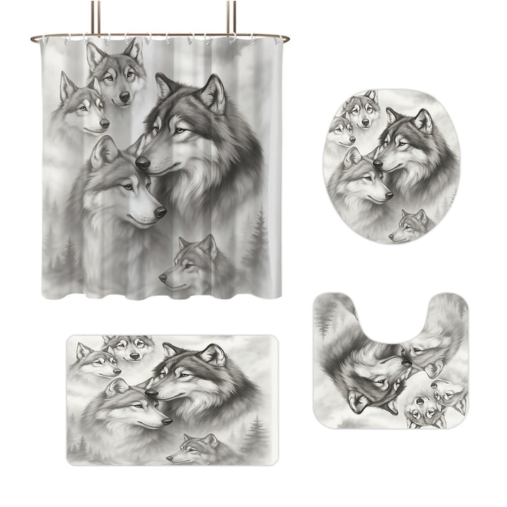 High-Definition Wolf-Themed Bathroom Décor Set Kalsten