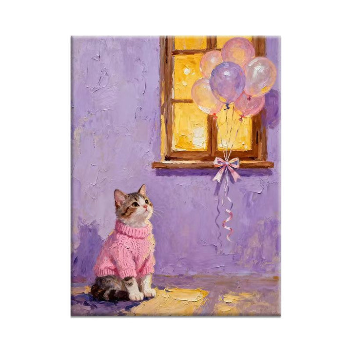 Playful Cat Illustration Canvas Art Kalsten