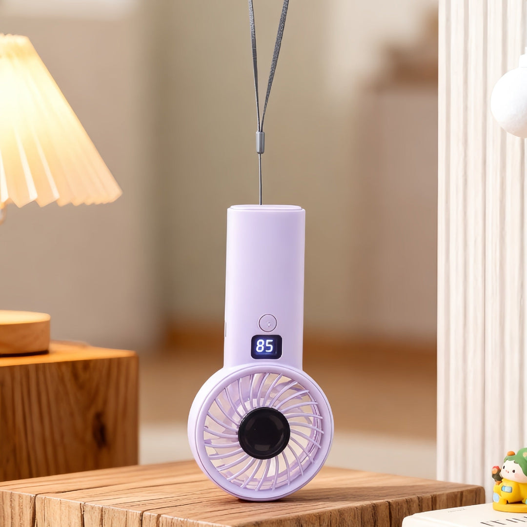 Women's Portable USB Hand Fan with Digital Display and Ergonomic Design Kalsten