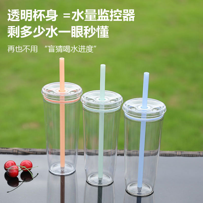 Women's Transparent BPA-free Drinking Cup with Integrated Straw Kalsten