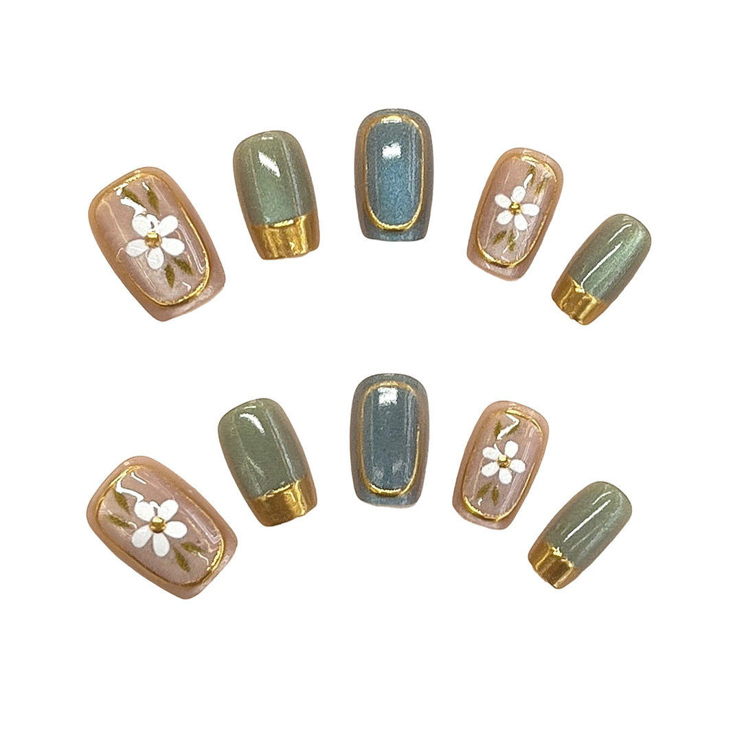 Floral Accent Press-On Nail Art Set Kalsten