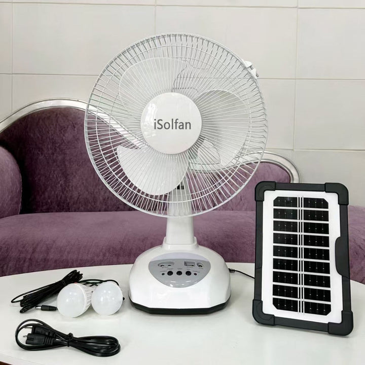 Women's portable solar fan with LED light and USB connection Kalsten