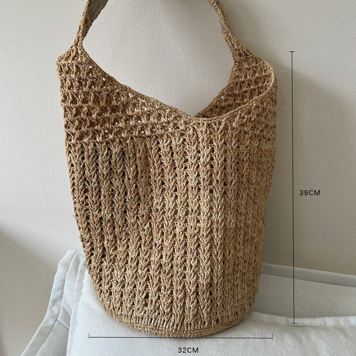 Handmade straw bag with fashionable striped pattern Kalsten