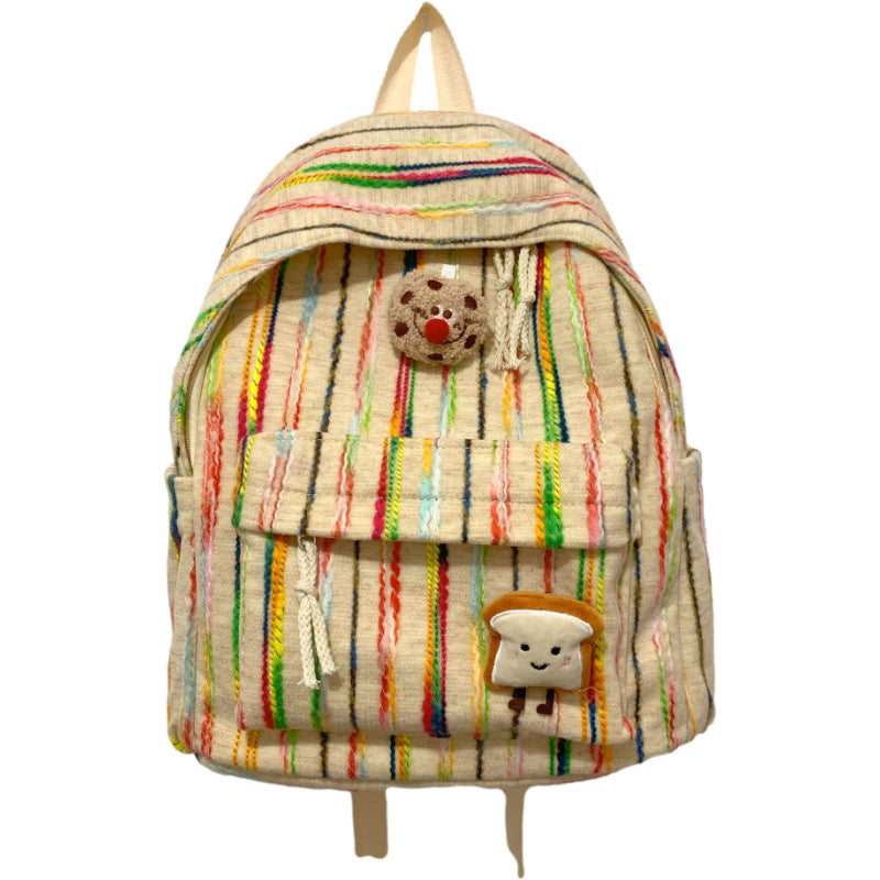 Colorful Striped Fabric School Backpack Kalsten