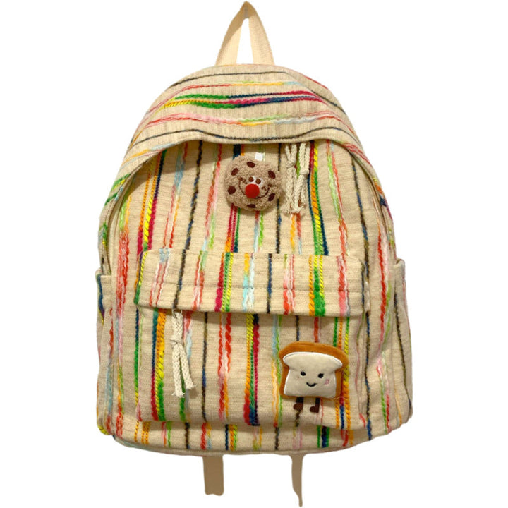 Colorful Striped Fabric School Backpack Kalsten