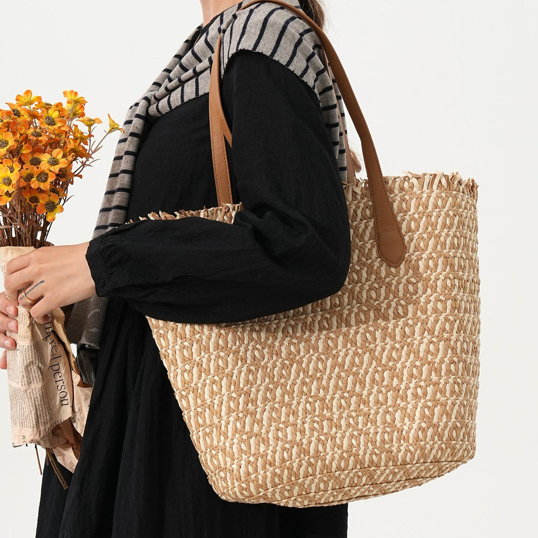 Designer Tote Bag Made of Woven Material with Modern Accents Kalsten