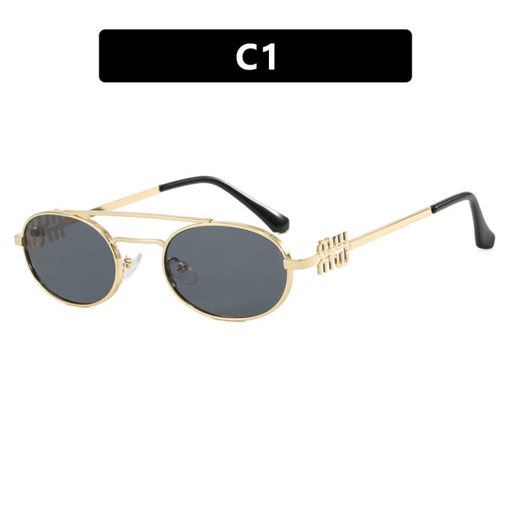 Women's elegant oval sunglasses with luxurious metal frame Kalsten