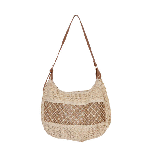 Elegant mesh shoulder bag with leather accents Kalsten