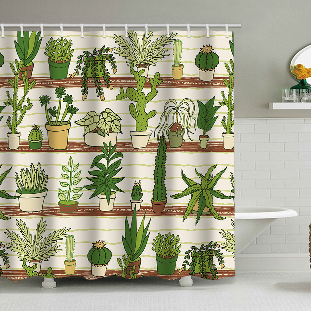Cactus Garden-Themed Shower Curtain Kalsten